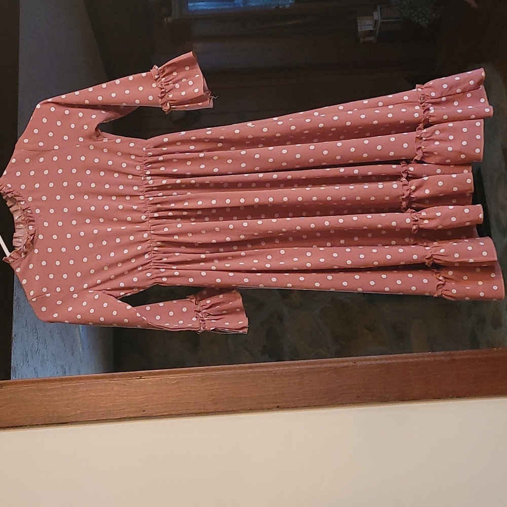 Girls long polka-dot dress